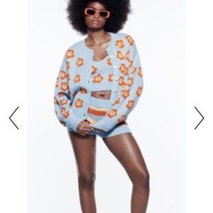 Zara 3 piece floral jacquard set NWT